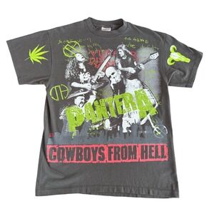 Vintage Pantera Cowboys From Hell T-Shirt Size Large Metal 90s Band Tee REPRINT